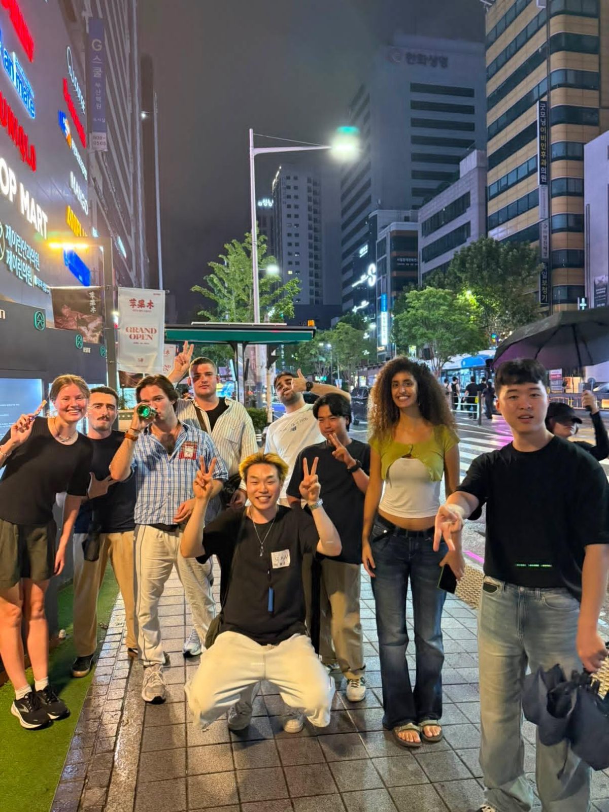 A group of travelers out in Seomyeon at night
